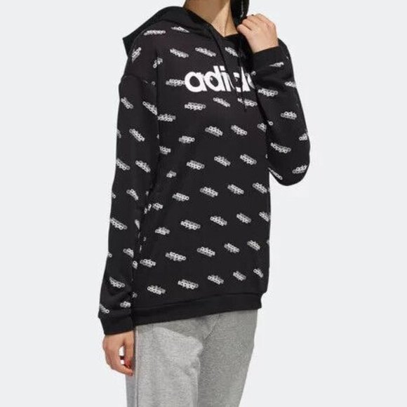 Adidas Sport Inspired Women's Black White Favorites Comfy Hoodie Size xs FN0942 - Picture 2 of 7